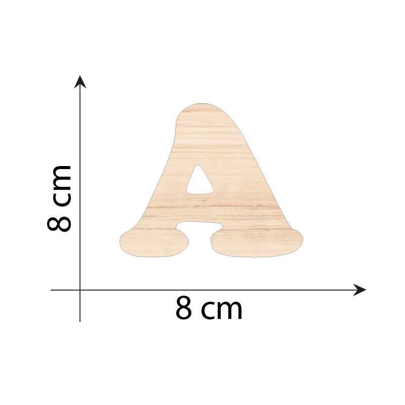 Lettre A 8 cm en bois 3mm...