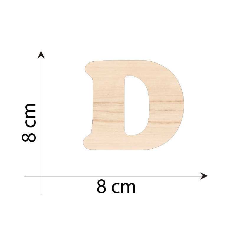 Lettre D 8 cm en bois 3mm...