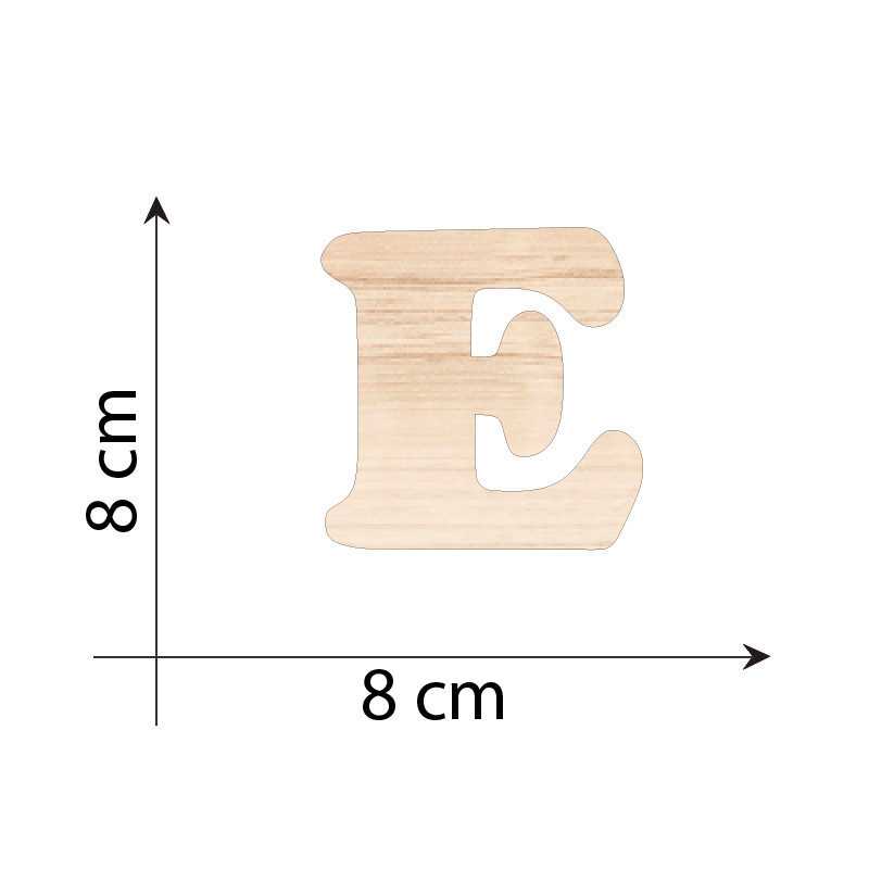 Letter E 8 cm in 3mm wood...