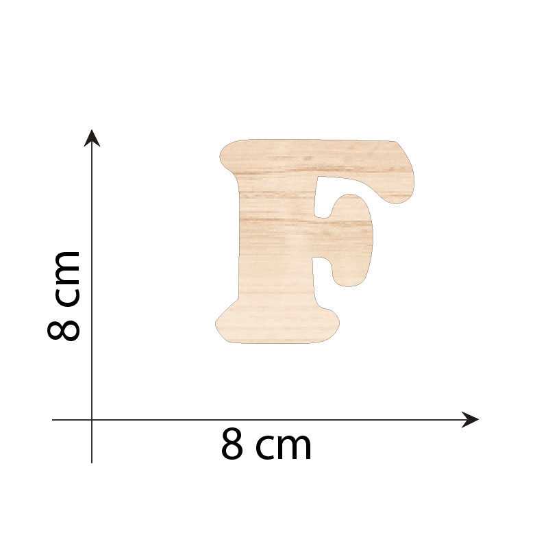 Letter F 8 cm in 3mm wood...