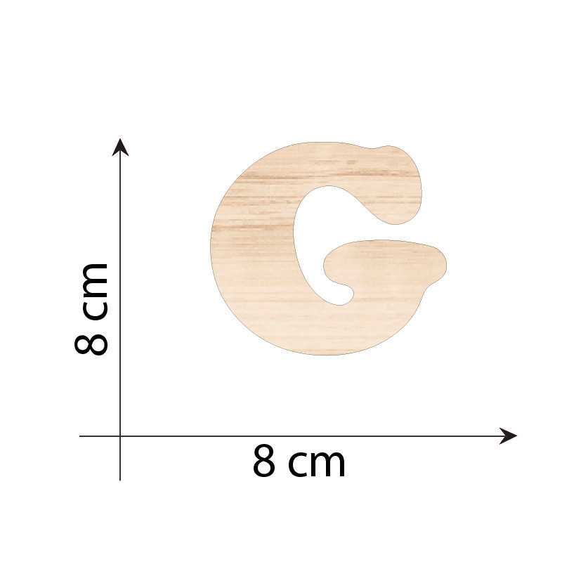 Letter G 8 cm in 3mm wood...