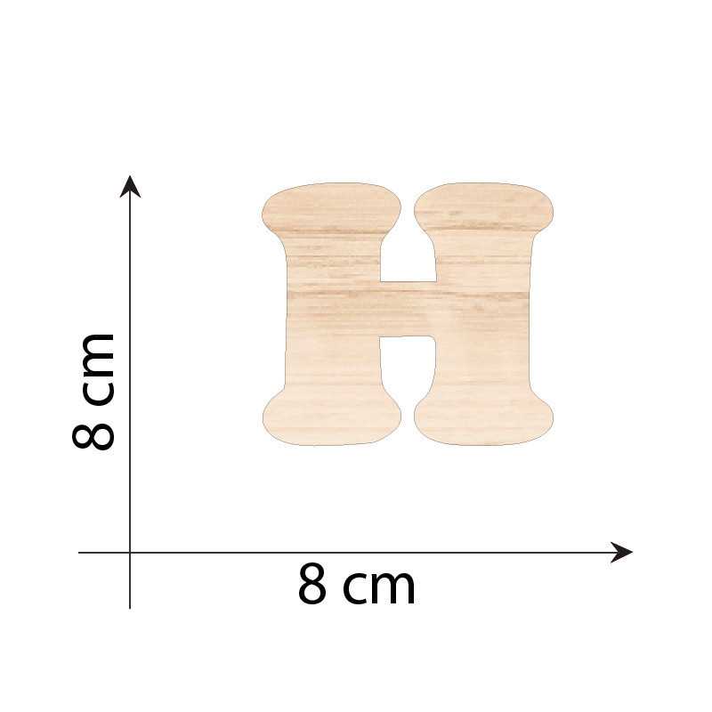 Lettre H 8 cm en bois 3mm...