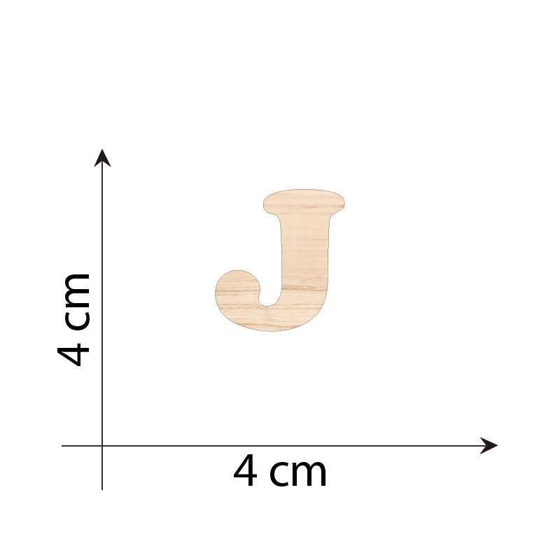 Letter J 4 cm in 3mm wood...