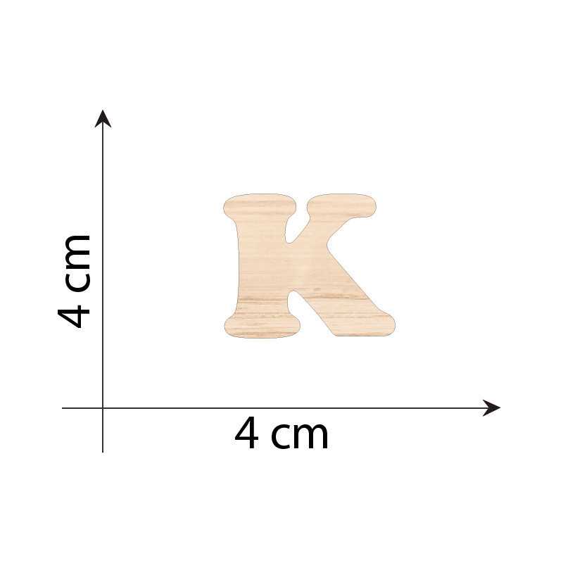 Lettre K 4 cm en bois 3mm...