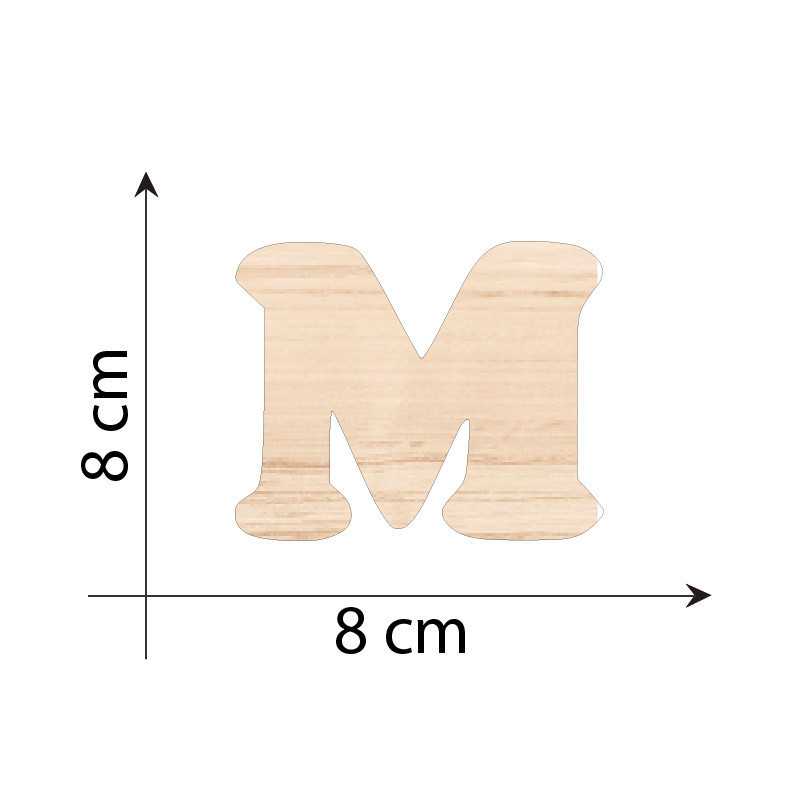 Lettre M 8 cm en bois 3mm...