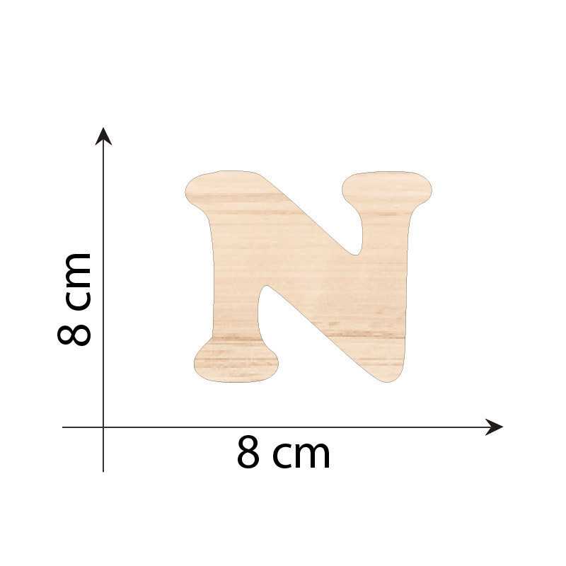 Letter N 8 cm in 3mm wood...