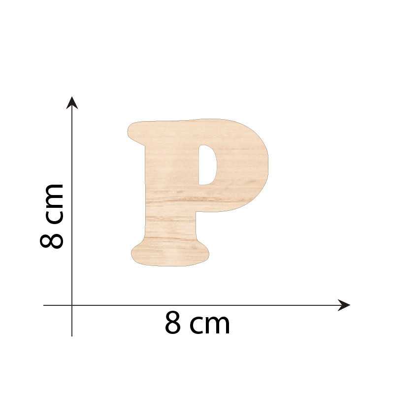 Lettre P 8 cm en bois 3mm...