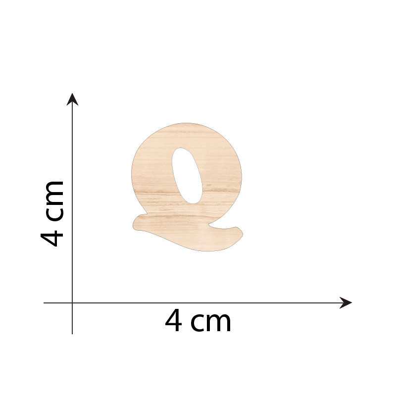 Lettre Q 4cm en bois 3mm...