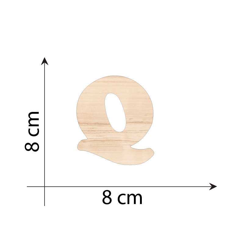 Lettera Q 8 cm in Legno 3mm...