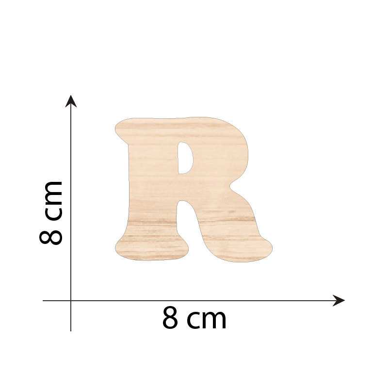 Lettre R 8 cm en bois 3mm...