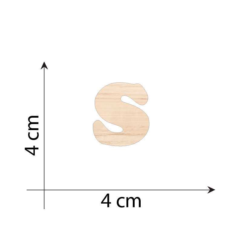 Letter S 4 cm in 3mm wood...