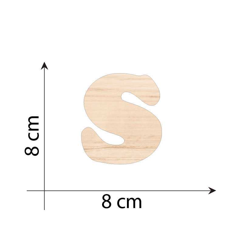 Lettre S 8 cm en bois 3mm...