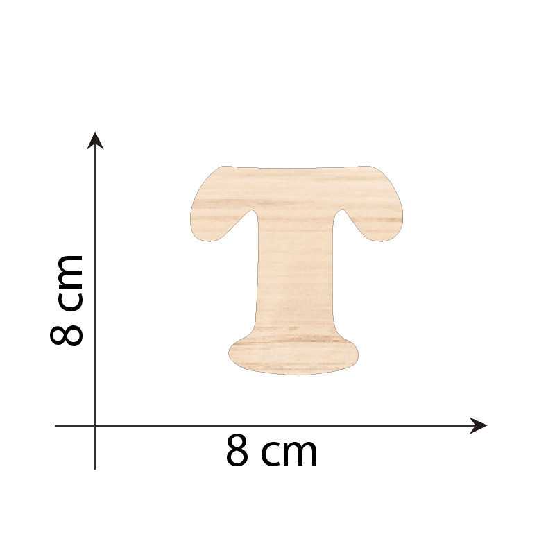 Letter T 8 cm in 3mm wood...