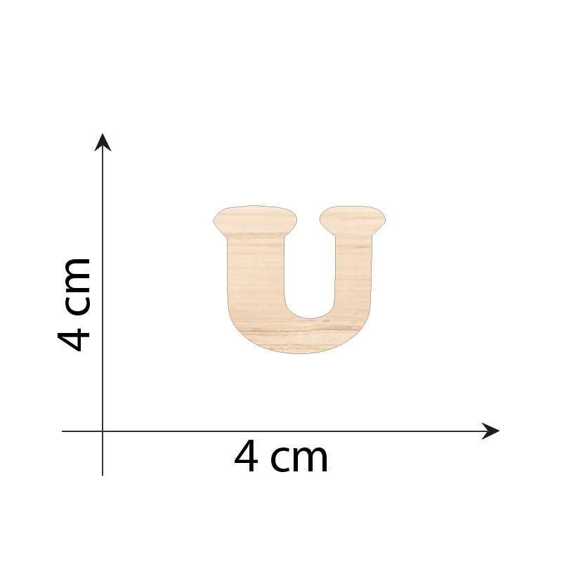 Letter U 4 cm in 3mm wood...