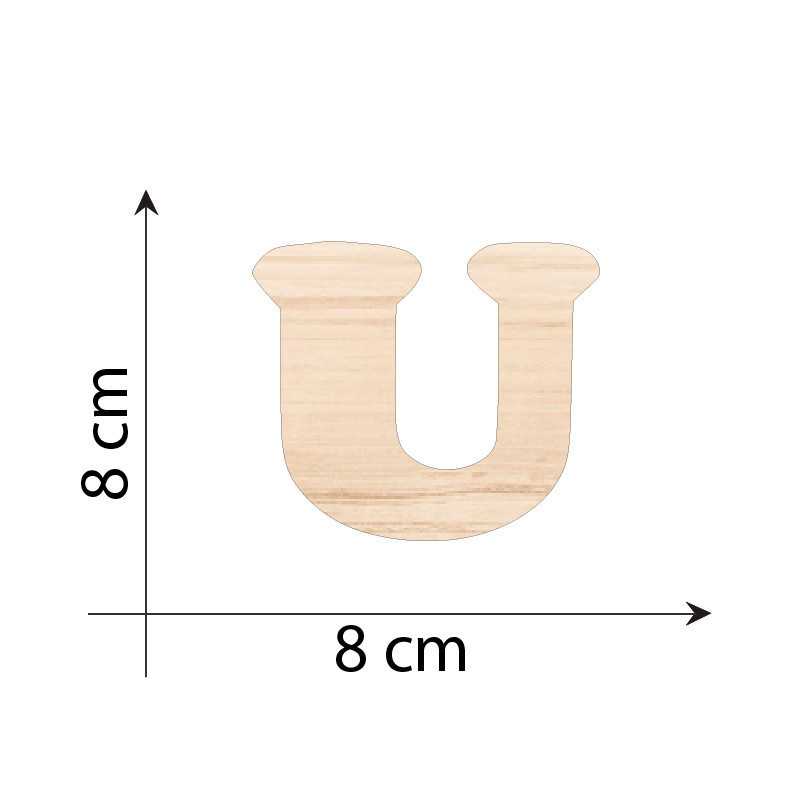 Letter U 8 cm in 3mm wood...