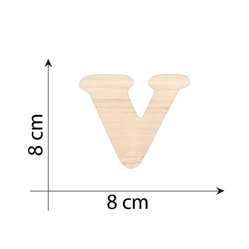 Letter V 8 cm in 3mm wood...