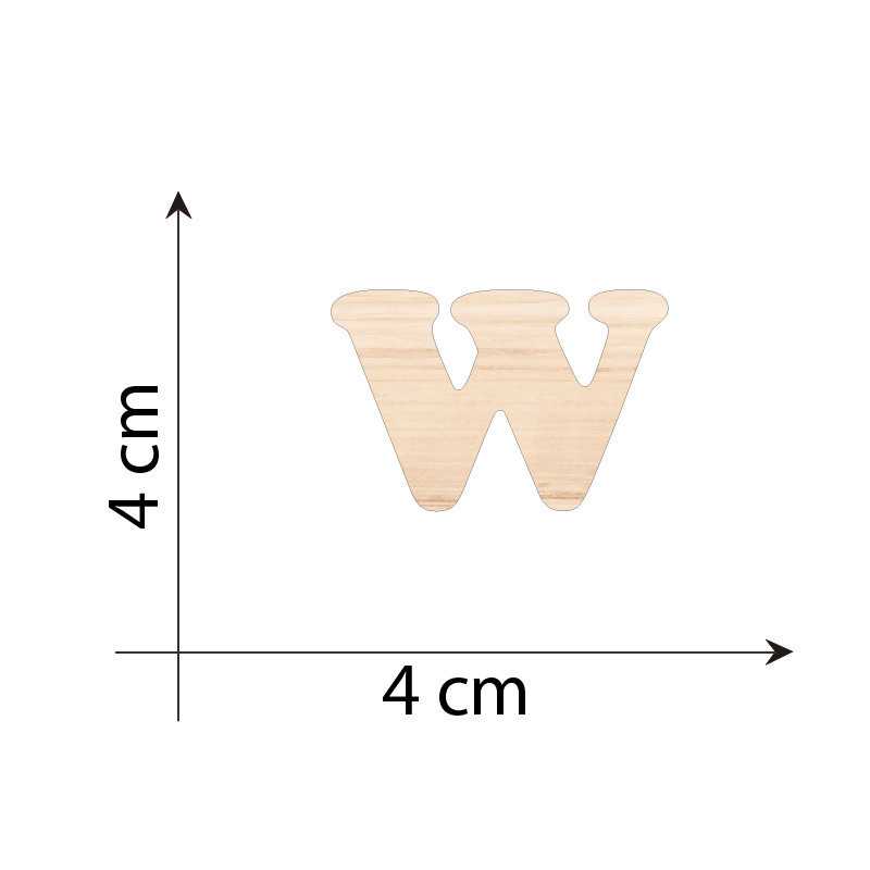 Lettre W 4cm en bois 3mm...