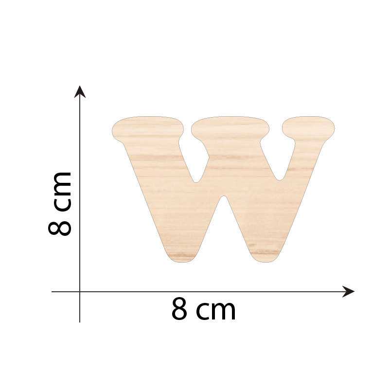 Lettre W 8 cm en bois 3mm...