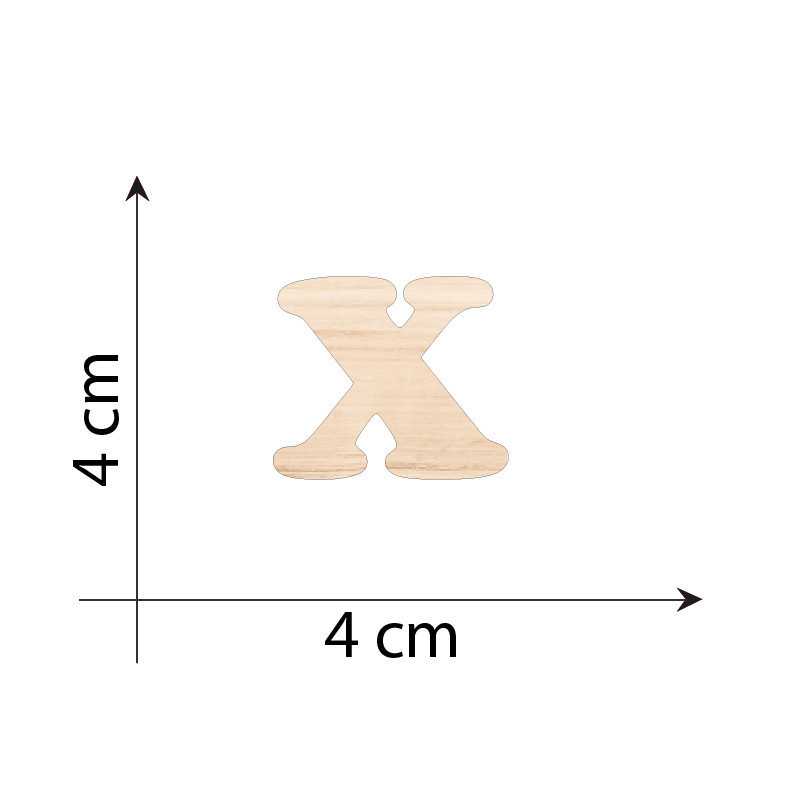 Lettre X 4 cm en bois 3mm...