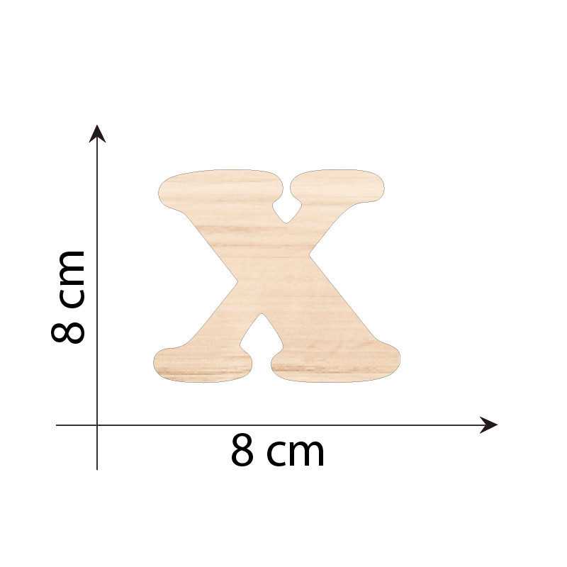 Lettre X 8 cm en bois 3mm...