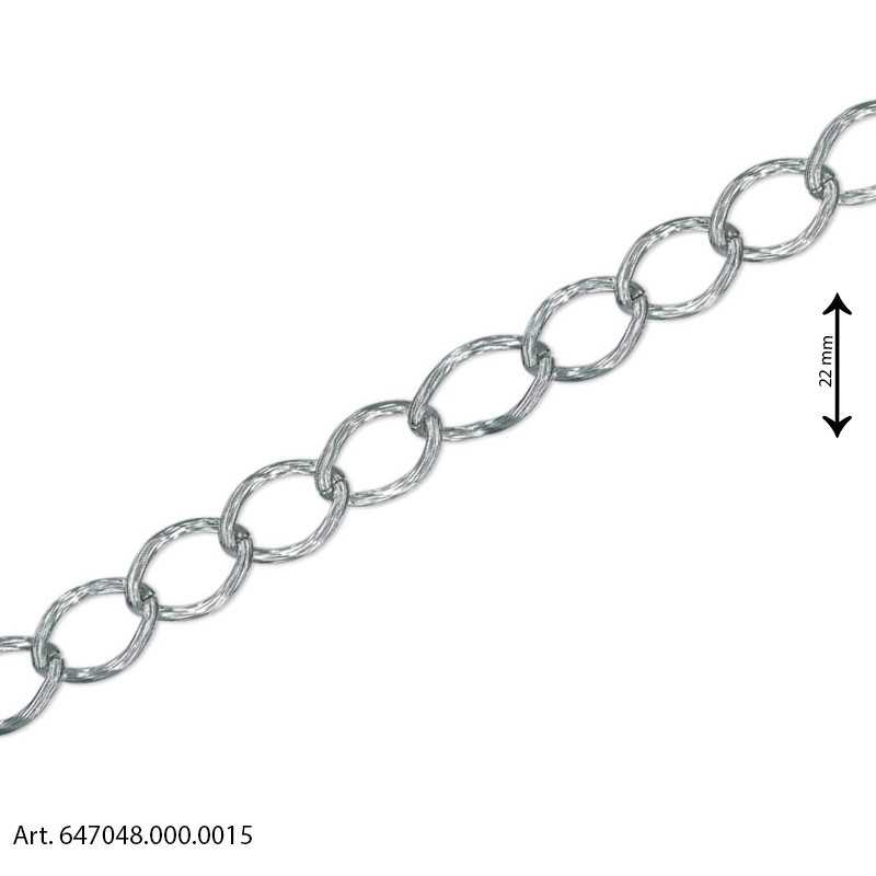 Scratched Curb Chain Bag Chain with Wide Links - Silver - Height 22 mm