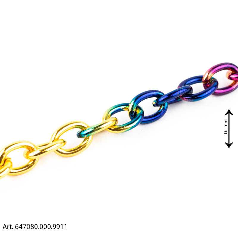 Multicolored elongated chain for bags - Height 16 mm