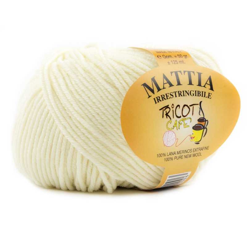 Gomitolo filato Mattia pura lana merinos extrafine colore bianco