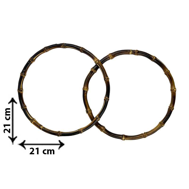 Coppia di manici in bamboo scuro forma rotonda - Ø 21 cm - Coppia di manici in bamboo scuro forma rotonda - Ø 21 cm -