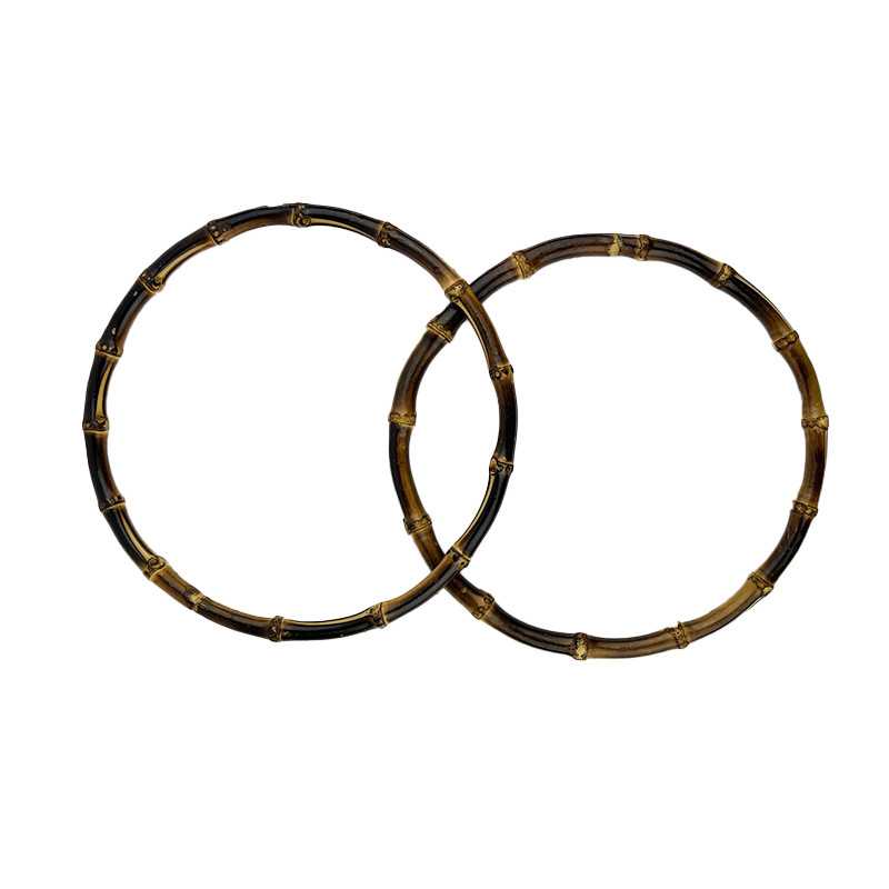 Coppia di manici in bamboo scuro forma rotonda - Ø 21 cm - Dettagli
