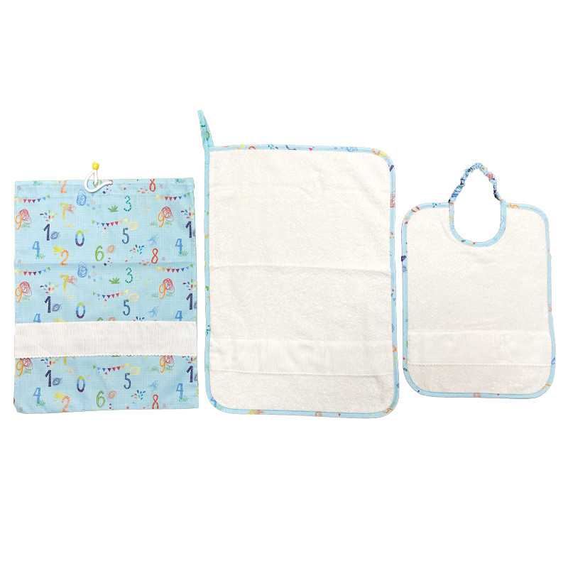 Serviette maternelle à broder en chenille de coton avec insert en toile aïda