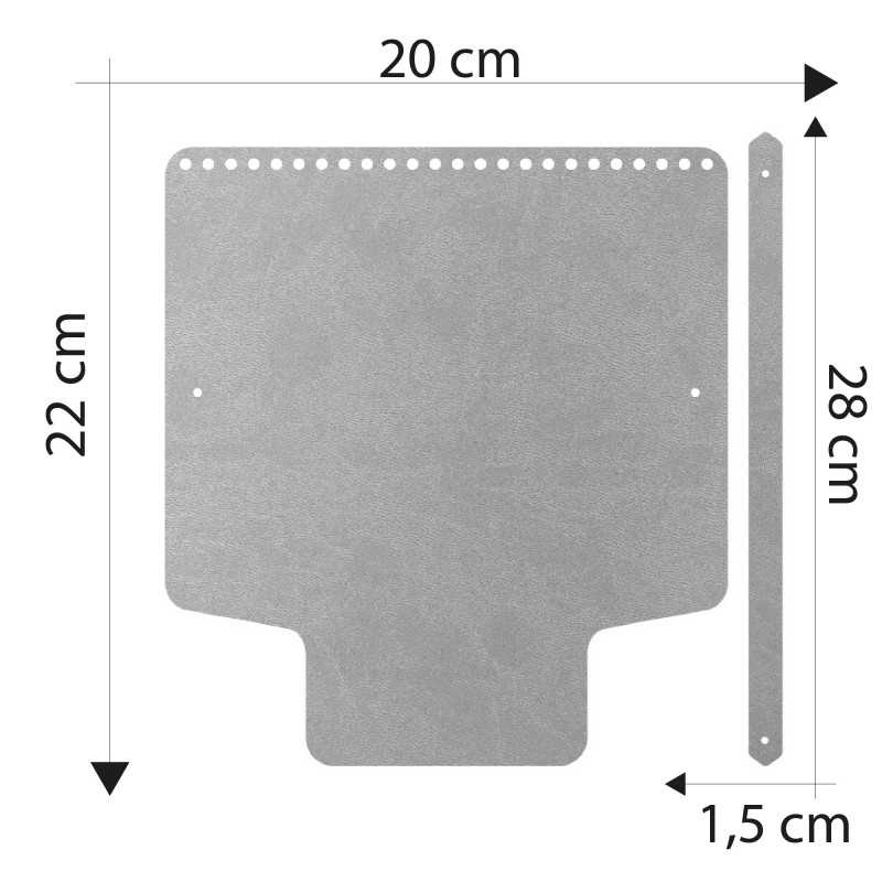 Misure Patella Borsa Ecopelle con Manico Grigio Chiaro E278