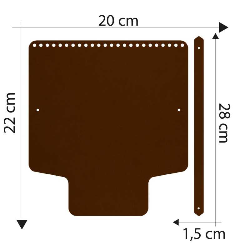 Misure Patella Borsa Ecopelle con Manico Marrone Scuro D566