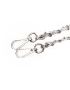 Faux leather bag handle strap with metal chain and snap hooks - Size 123x0.8 cm - Silver - White - Detail