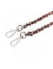 Faux leather bag handle strap with metal chain and snap hooks - Size 123x0.8 cm - Silver - Brown - Detail