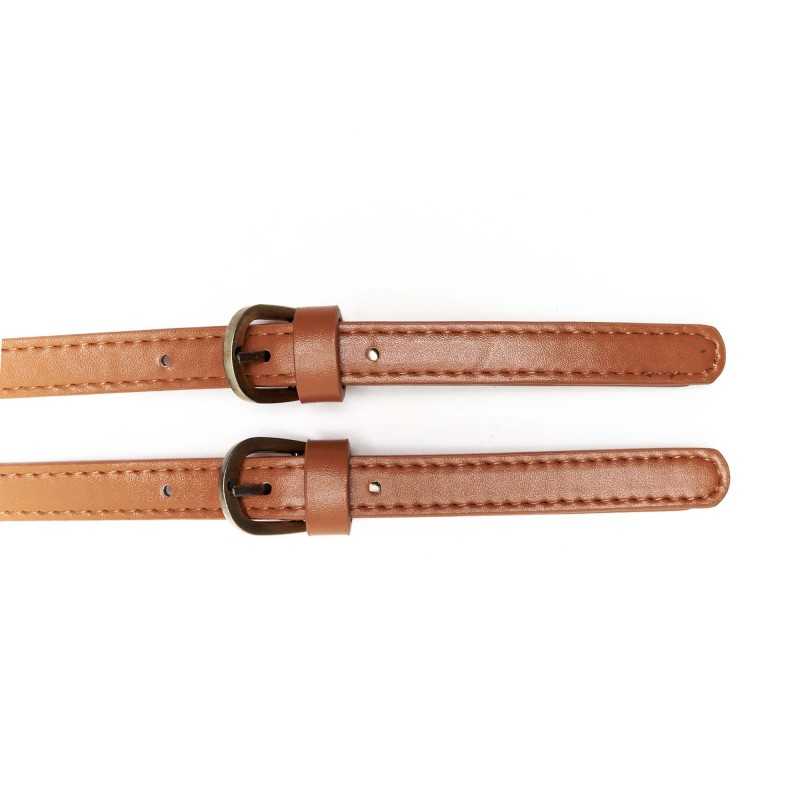 Pair of adjustable bag handles in faux leather fabric - Size 65x1.5 cm - Leather - Details