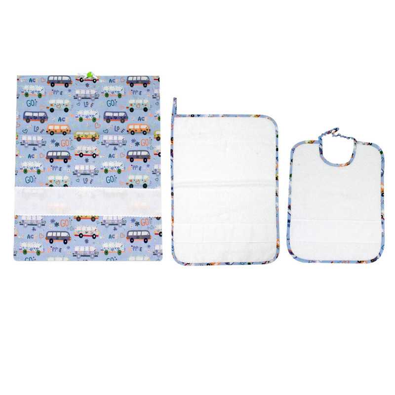Ensemble chambre d'enfant 2 pcs Personnalisé en coton éponge avec serviette en coton et bavoir avec insert en tissu aïda