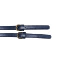 Pair of adjustable bag handles in faux leather fabric - Size 65x1.5 cm - Blue - Detail