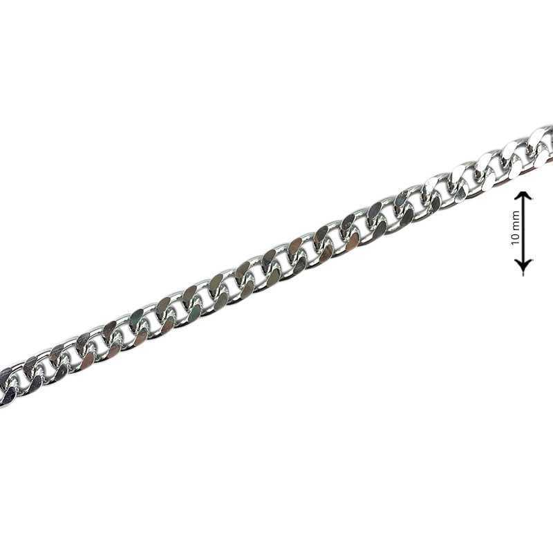 Flat Curb Chain Bag Chain - Height 10mm - Silver