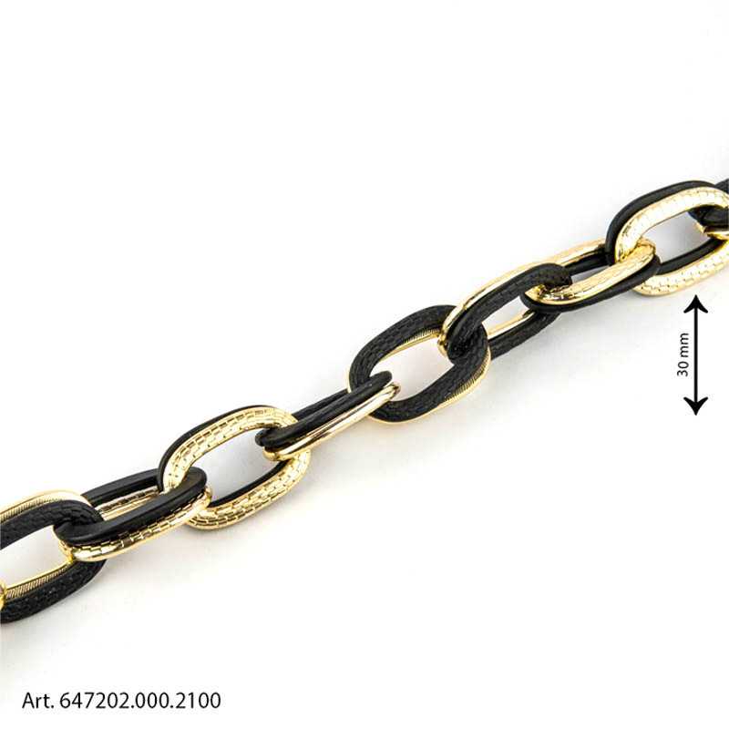 Wide Chain Bag Chain - Black - Height 30mm