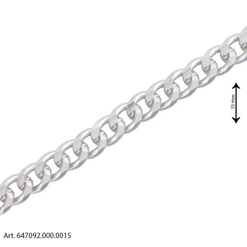 Aluminum Bag Chain with Curb Link - Silver - Height 15mm