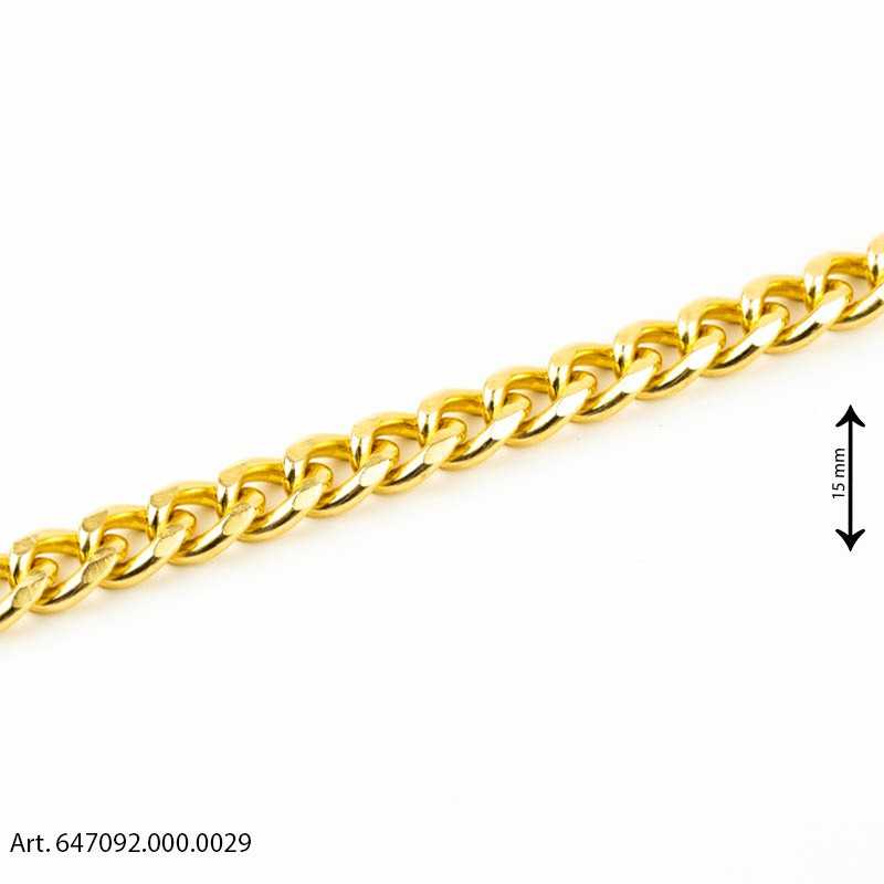 Catena per borse in alluminio com maglia grumetta - Oro - Altezza 15 mm