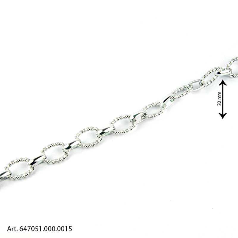 Handcrafted Figaro Curb Chain Bag Chain - Silver - Height 20 mm