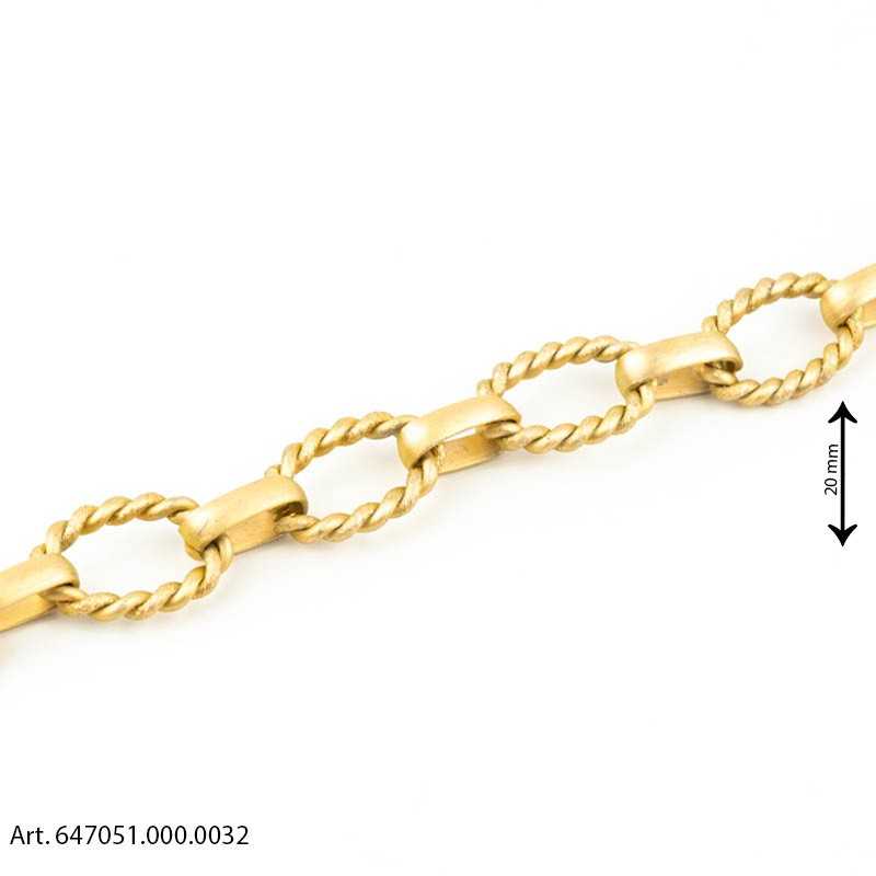 Handcrafted Figaro Curb Chain Bag Chain - Gold - Height 20 mm