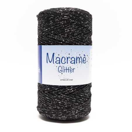 Macramè glitter - Nero 06