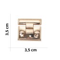 Square Snap Lock with Wheels - Gold - Size 3.5x3.5 cm