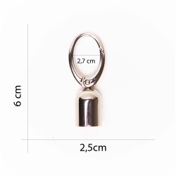 Carabiner for bag end rope - Silver - Size 2.5 x 6 cm