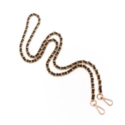 Tracolla manico per borse in finta pelle con catena in metallo e moschettoni - Misura 123x0,8 cm - Argento - Marrone