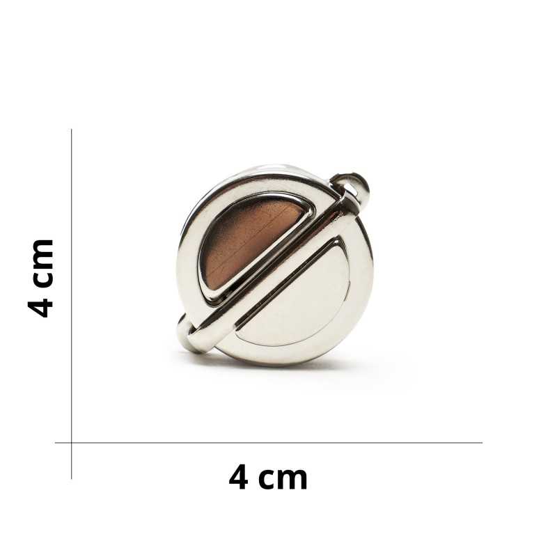 Round Push Button Bag Clasp - Silver - Size 4x4cm