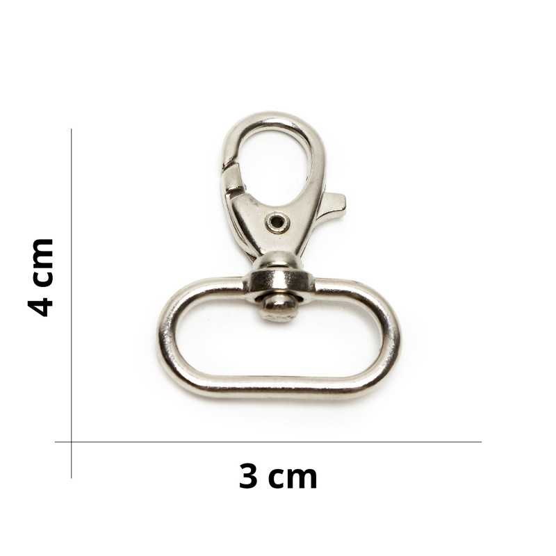 Swivel Carabiner for Bags and Keychains - Size 3x4 cm - Silver