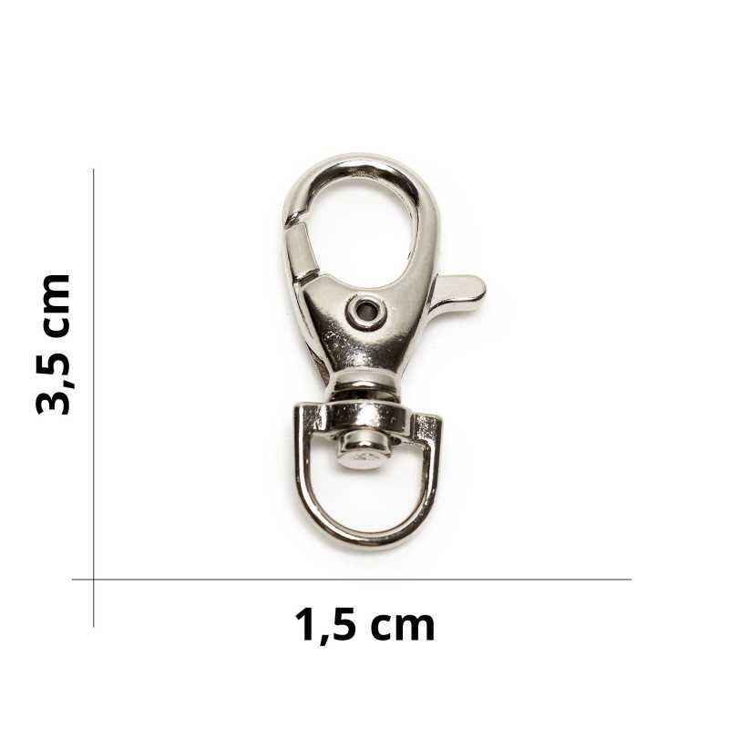 Carabiner for bags and key rings - Size 1.5x3.5 cm - Silver